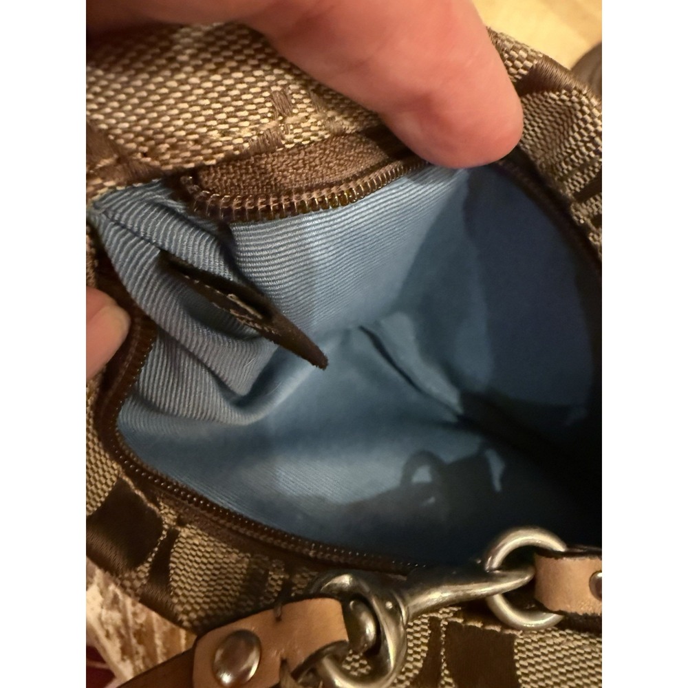 Coach Vintage Y2K Logo Signature Wristlet, Mini Bag Khaki Canvas Zip - Picture 7 of 10